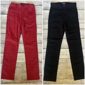 2 Pairs Children’s Place Kids' Salmon Black Chino Pants Bundle Boys Size 12 Slim